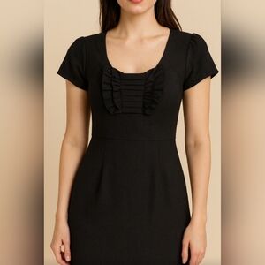 TED BAKER BLACK LITTLE BLACK DRESS WITH RUFFLES ON CHEST SIZE 3